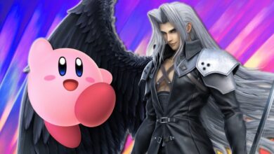 Random: Stop-motion animation shows Sephiroth playing basketball with Kirby