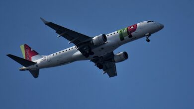 A TAP Air Portugal plane arrives at Marseille Provence