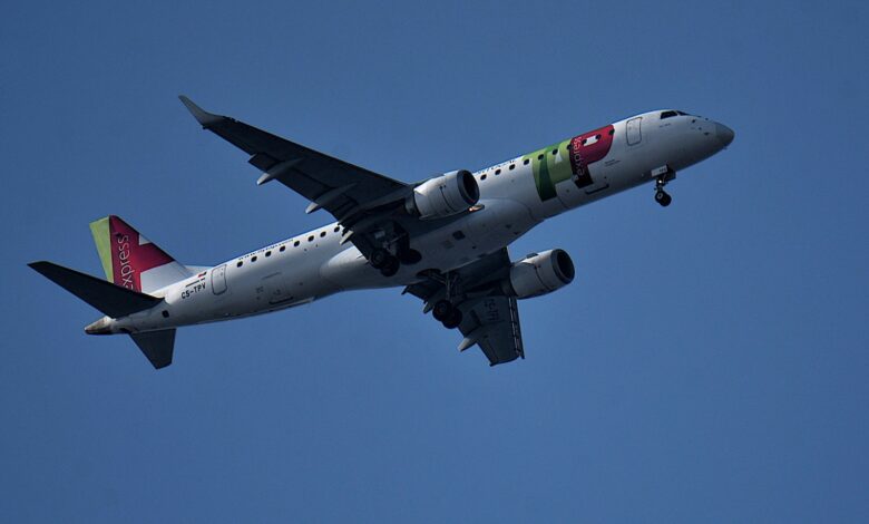 A TAP Air Portugal plane arrives at Marseille Provence