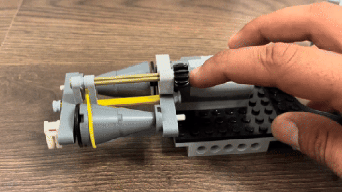 Watch this Lego gearbox spin to see how a CVT works