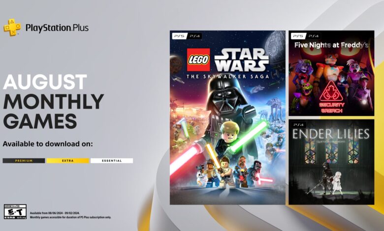 PlayStation Plus Monthly Games for August: LEGO Star Wars The Skywalker Saga, FNAF Security Breach, Ender Lilies: Quietus of the Knights 