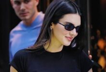 Kendall Jenner in elegant dress and flip flops in Paris