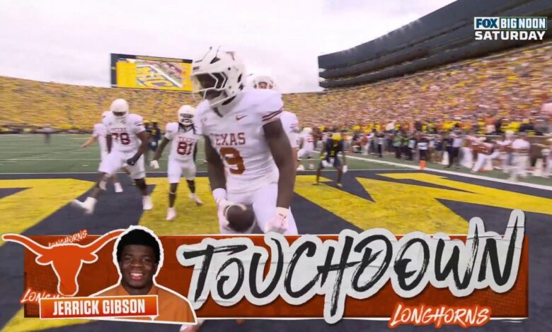 Jerrick Gibson punches in a seven-yard touchdown rush, extending Texas