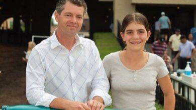 Powell's 14-year-old daughter helps out in Del Mar