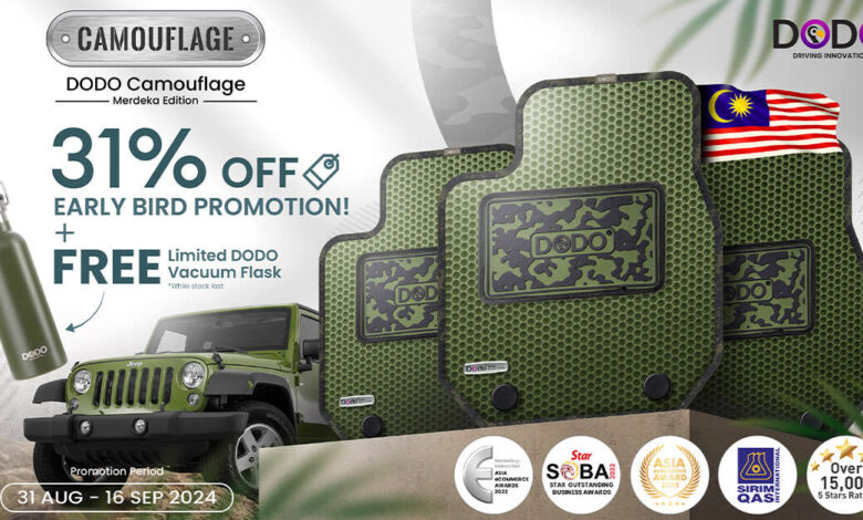 Enjoy 31% off Dodo Mat Camouflage car mats and get a Dodo Limited vacuum now until September 16!