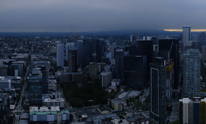 Darkness falls over Washington state